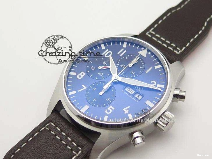 MIROTIME 1220 HighQuality Pilot Chrono 377714 “Le Petit Prince” ZF Best Edition Blue Dial On Brown Leather Strap A 7309